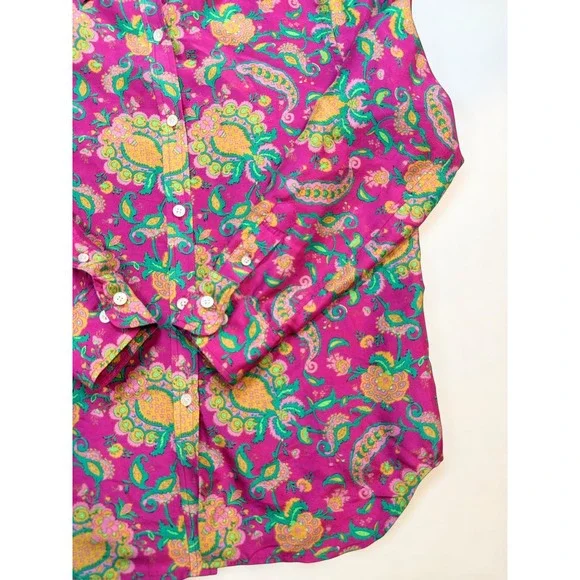 Lauren Ralph Lauren Silk Paisley Button Up Shirt Pink Floral Blouse Womens S - Picture 5 of 6